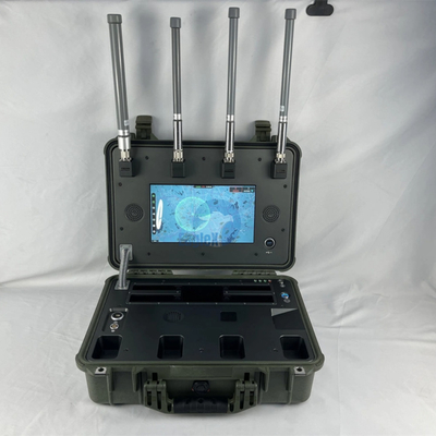 5KM ~ 10KM 360° Tam Hava Alanı IP66 Koruma Seviyesi 900M 1.4G 2.4G 5.2G 5.8GHz 10 Saatlik Operasyon Drone Detektörü Algılama
