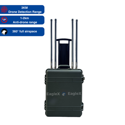 Detektörlü taşınabilir Drone Jammer 3km tespit ve 2km engelleme sistemi Anti FPV Drone