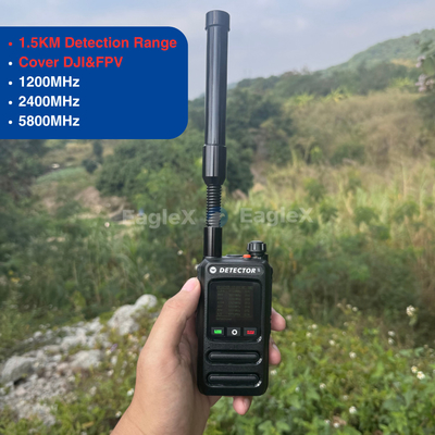 1.5-2KM El FPV Drone dedektörü 800 ̇1500MHz、2400 ̇2485MHz、5725 ̇5850MHz