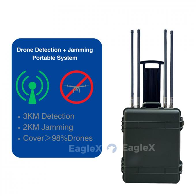 98% Drone Jammer Kapsamı 5.8 GHz 2KM FPV Jammer Sistemi 3 km'ye kadar algılama mesafesi ile 1
