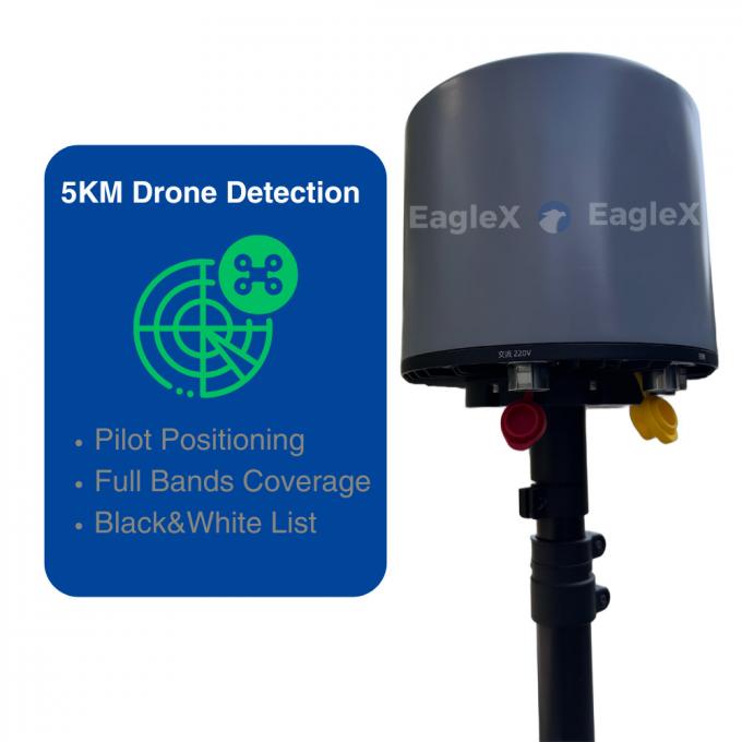 IP66 TDOA Drone Detektörü Pilot konumlandırması ve pasif siyah beyaz liste çalışması için 5 km'ye kadar algılama mesafesi 3